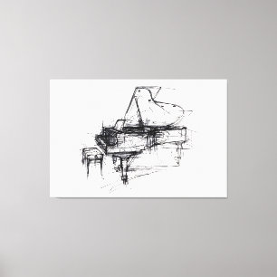 Impressão Em Tela Grande Retrato para Piano Elegante - Premium