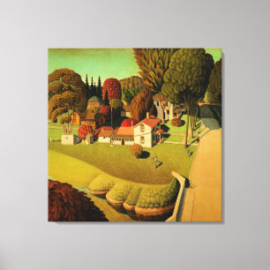 Impressão Em Tela Grant Wood - O Local de Nascimento de Herbert Hoov