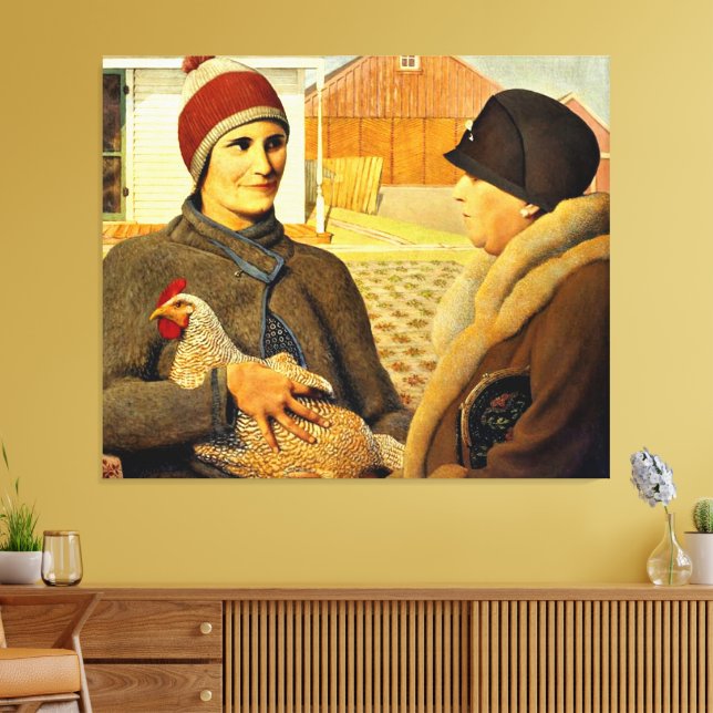 Impressão Em Tela Grant Wood - Pintura de belas artes e avaliação (Insitu(Sala de estar))