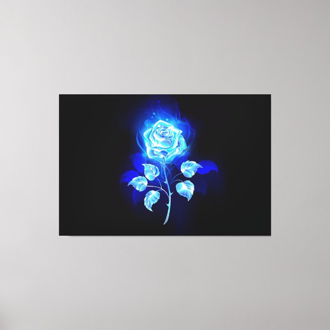 Impressão Em Tela Gravação de Rosa Azul (Frente)