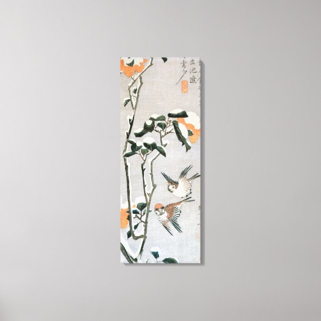 Impressão Em Tela Graves e Camellia na neve por Ando Hiroshige (Frente)