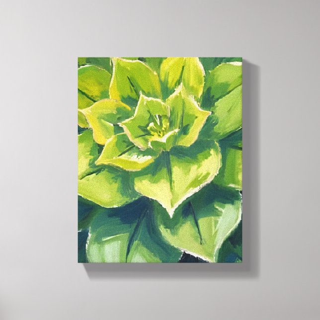 Impressão Em Tela Green Succulent Plant Painting (Frente)