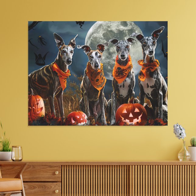Impressão Em Tela Greyhound Halloween Assustador (Insitu(Sala de estar))