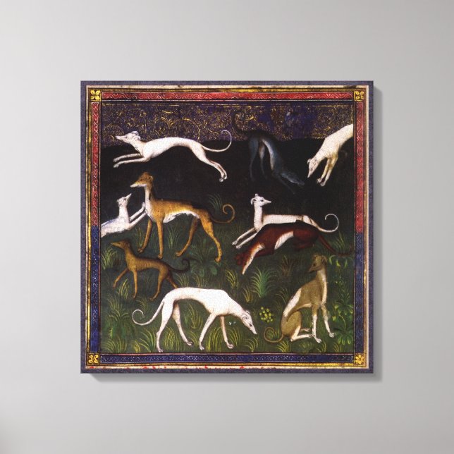 Impressão Em Tela Greyhounds medieval na floresta (Frente)