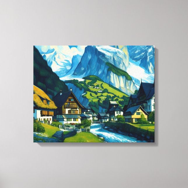 Impressão Em Tela Grindelwald Suiça Art (Frente)
