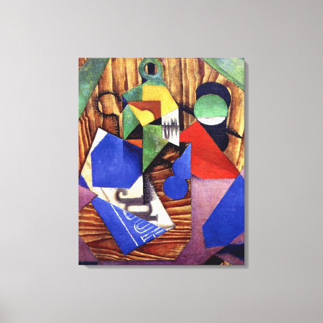 Impressão Em Tela Gris - Frasco de Rum e Jornal (Frente)