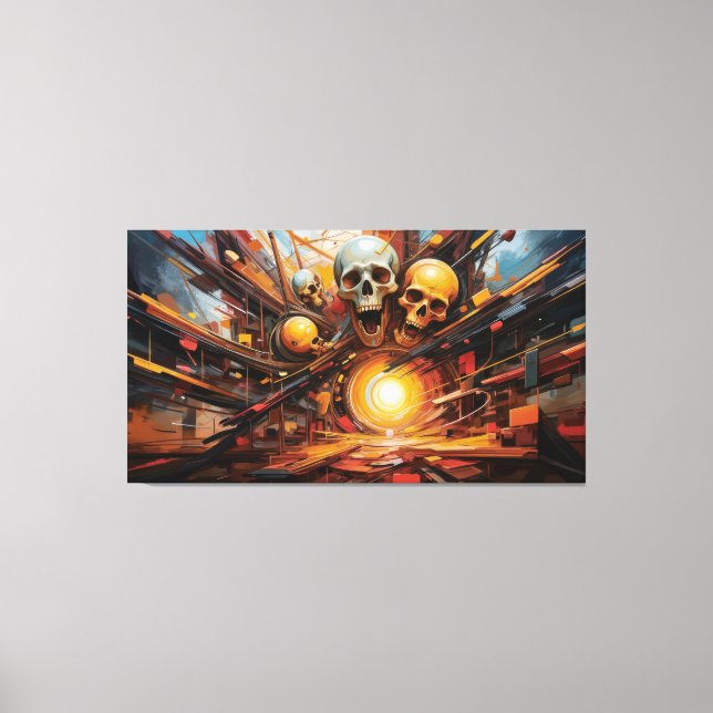 Impressão Em Tela Gritando crânios em chamas (Frente)