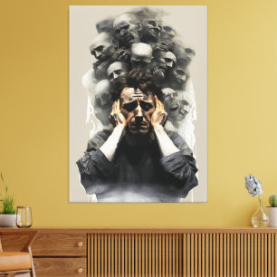 Impressão Em Tela Grito Surreal – Pintura Abstrata Emocional Sombria