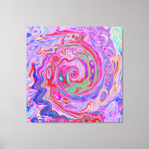 Impressão Em Tela Groovy Abstract Retro Red, Purple and Pink Swirl