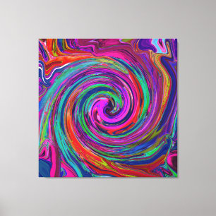 Impressão Em Tela Groovy Abstrato Retro Magenta Escuro Redemoinho Ar