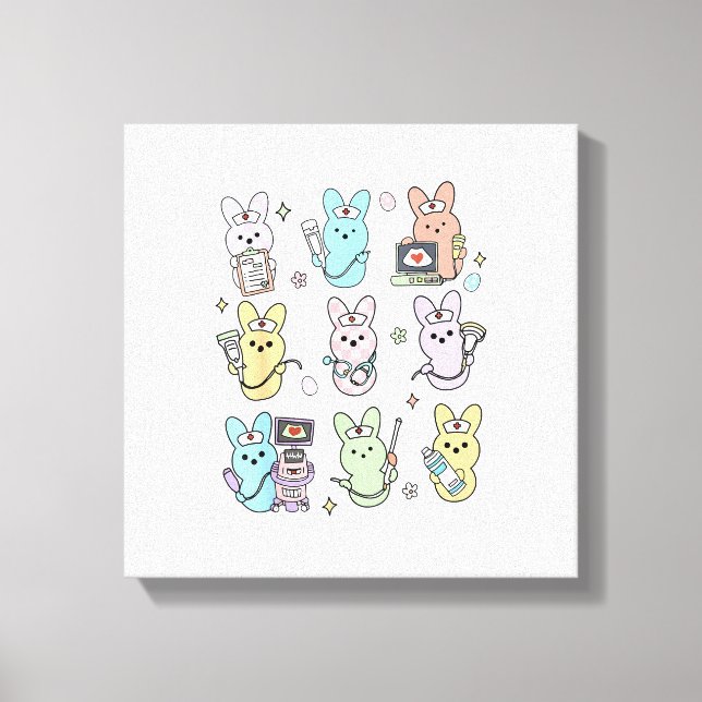 Impressão Em Tela Groovy Bunnies Candy Ultrasound Tech Easter Sonogr (Frente)