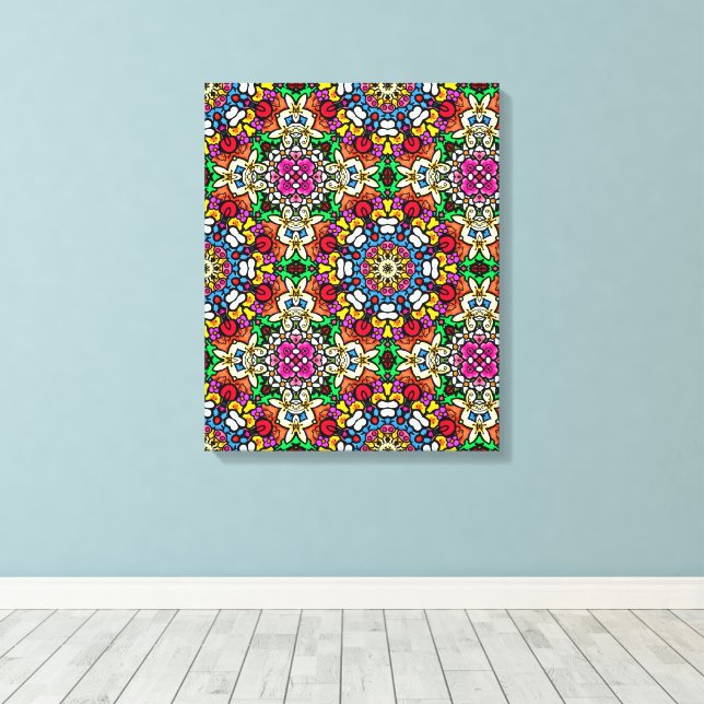 Impressão Em Tela Groovy Funky Flower Power  (Insitu(piso de madeira))