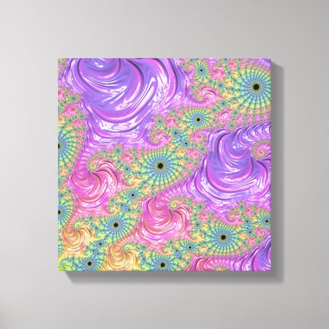 Impressão Em Tela Groovy Trippy Boho Jewel Tone Rainbow Fractal (Frente)