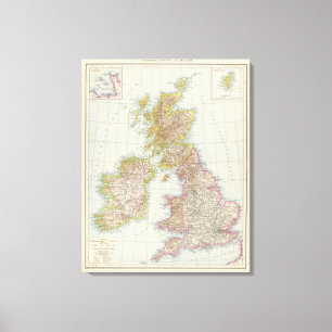 Impressão Em Tela Grossbritannien, Irlanda - Mapa do Reino Unido, Ir