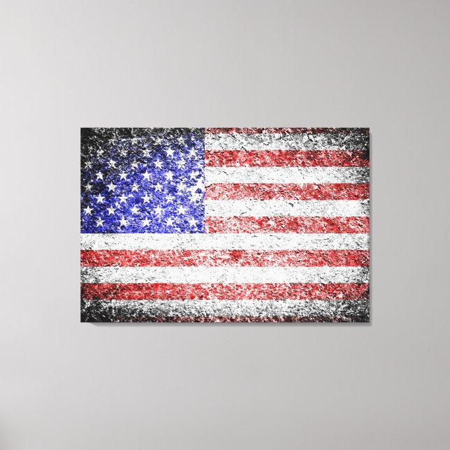 Impressão Em Tela Grunge American Flag 2 (Frente)