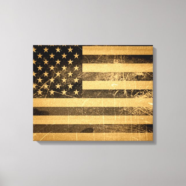 Impressão Em Tela Grunge American Flag 4 (Frente)