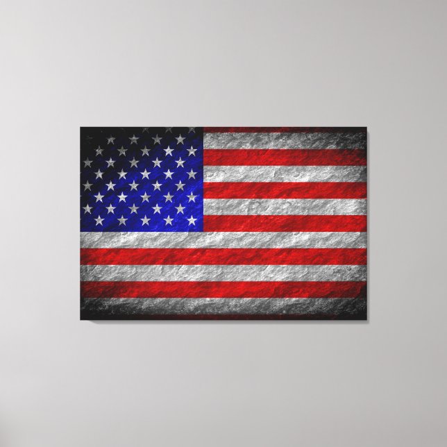 Impressão Em Tela Grunge American Flag 5 (Frente)