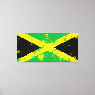Impressão Em Tela Grunge Splatter Painted Flag da Jamaica
