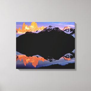 Impressão Em Tela Grupo Fitz Roy Refletiu nos Lagos Glaciais