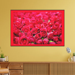 Impressão Em Tela Grupos de rosas vermelhas imagem impressa em Premi