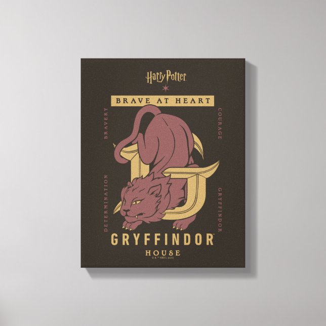 Impressão Em Tela GRYFFINDOR™ House Brave at Heart (Frente)