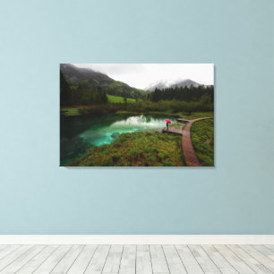 Impressão Em Tela Guarda-chuva vermelho lago verde