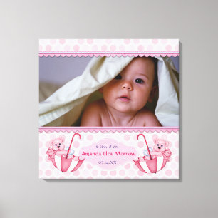 Impressão Em Tela Guarda-chuvas Urso Polka Tela para Bebê