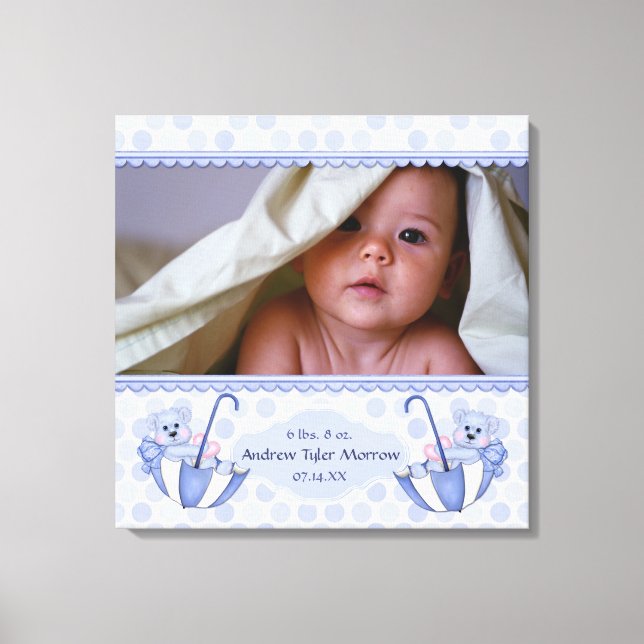 Impressão Em Tela Guarda-chuvas Urso Polka Tela para Bebê (Frente)