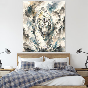 Impressão Em Tela Guardião Espírito do Tigre Branco - Estilo de Tint