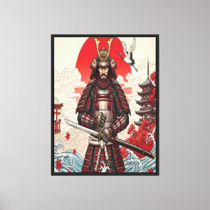 Impressão Em Tela Guerreiro Samurai Japonês