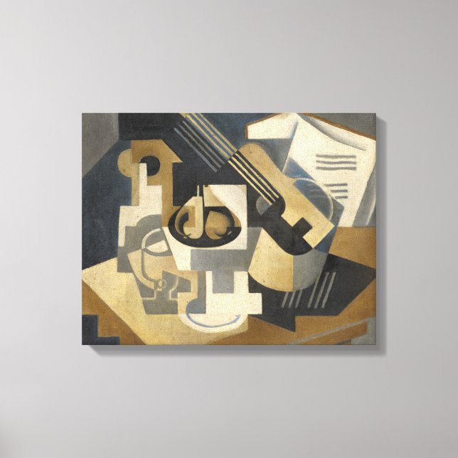 Impressão Em Tela Guitar e Fruta Bowl em uma Mesa, 1918 (Frente)