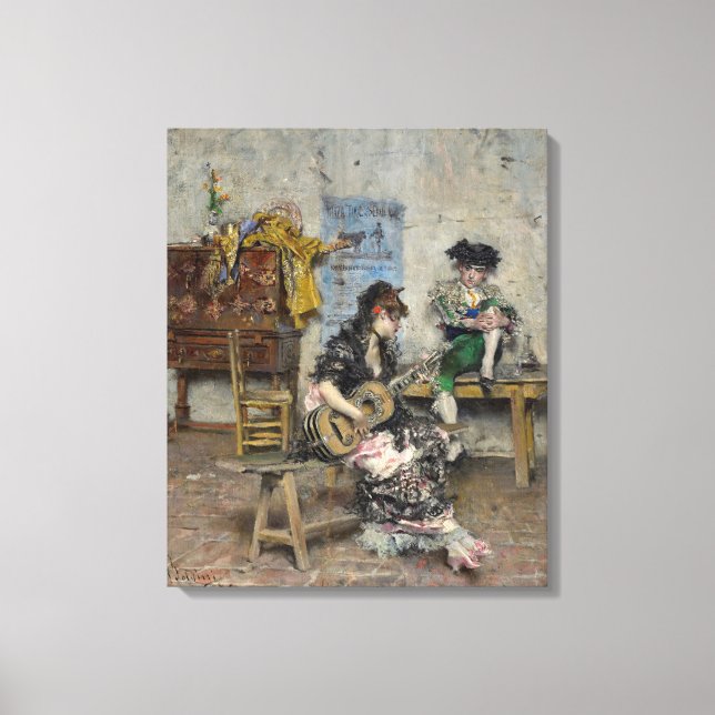 Impressão Em Tela Guitarista Flamenco (Jogadora Espanhola de Violão) (Frente)