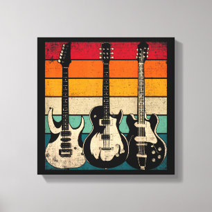 Impressão Em Tela Guitarra Retro