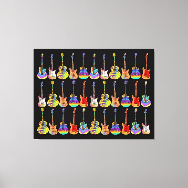 Impressão Em Tela Guitarras Coloridas (Frente)