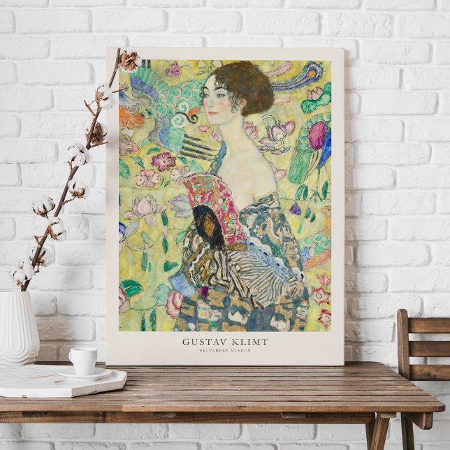 Impressão Em Tela Gustav Klimt Lady with Fan Art Exhibtion Poster (Criador carregado)