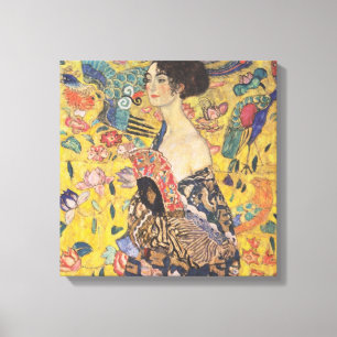 Impressão Em Tela Gustav Klimt - Mulher com fã