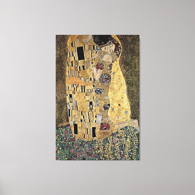 Impressão Em Tela Gustav Klimt's The Kiss (cerca de 1908) (Frente)