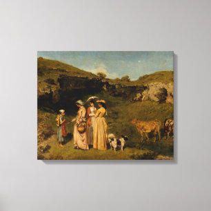 Impressão Em Tela Gustave Courbet - Jovens Mulheres da Aldeia