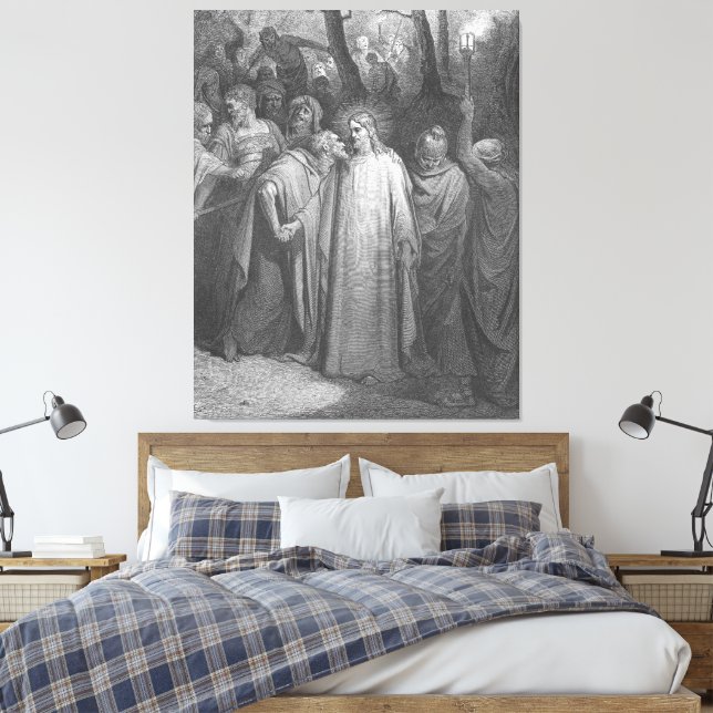 Impressão Em Tela Gustave Doré - Mark 14 Judas Betrays Jesus (Insitu(Quarto))