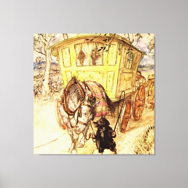 Impressão Em Tela Gypsy Wagon - Ouro tarde de Arthur Rackham (Frente)