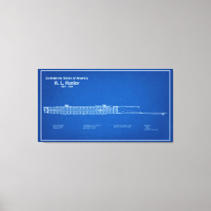 Impressão Em Tela H. L. Hunley - Ship Blueprint Plan ABD