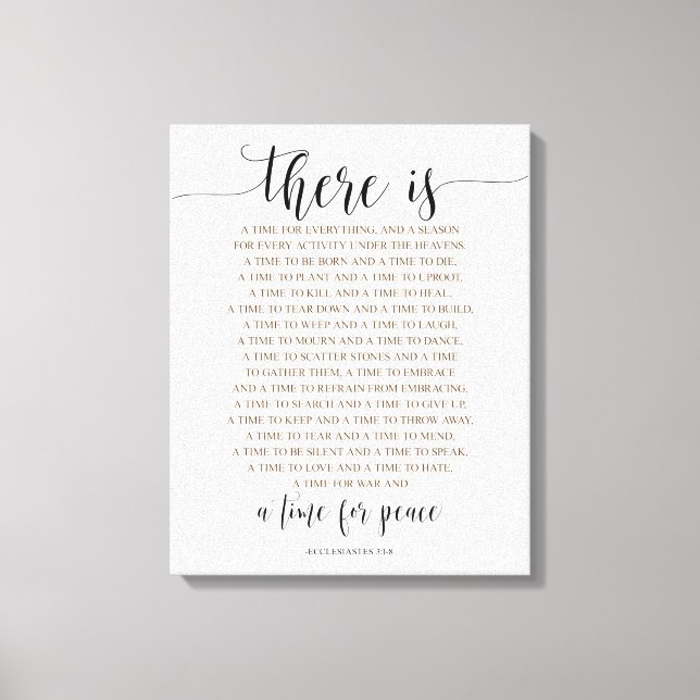 Impressão Em Tela Há Tempo Para Tudo, Eclesiastes 3:1-8 (Frente)