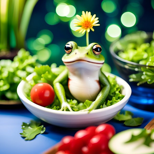 Impressão Em Tela Há Um Sapo Na Minha Salada (There is a Frog in my Salad)