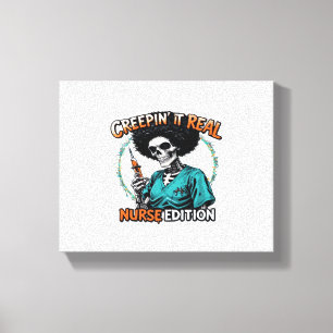 Impressão Em Tela Halloween Creepin It Real! Nurse Edition Classic T