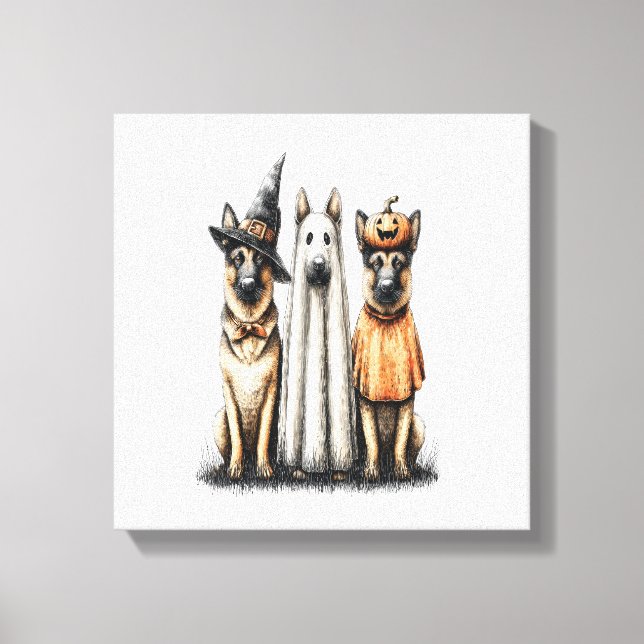 Impressão Em Tela Halloween Ghost German Shepherd Dog (Frente)