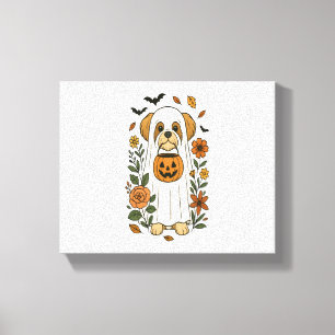 Impressão Em Tela Halloween Shih Tzu com Flores de Queda