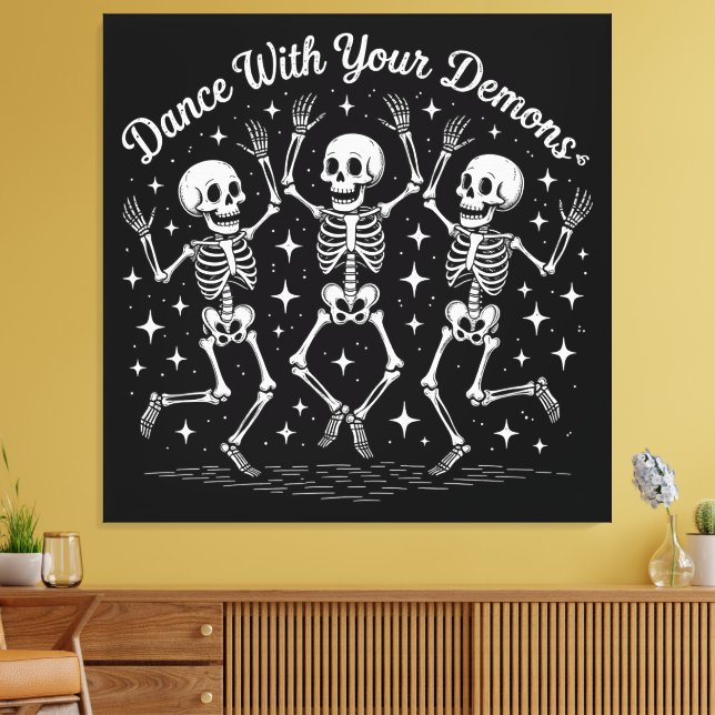 Impressão Em Tela Halloween Skeletons Dançando (Insitu(Sala de estar))