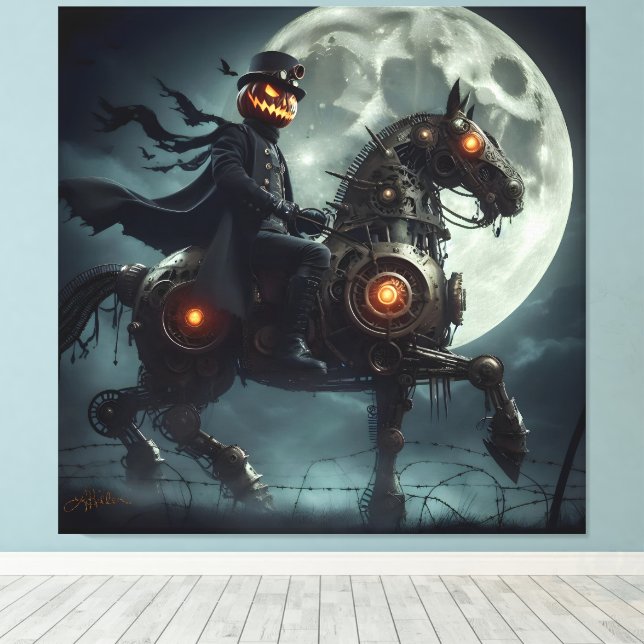 Impressão Em Tela Halloween Steampunk Headless Horseman (Insitu(piso de madeira))