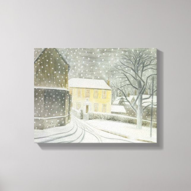Impressão Em Tela Halstead Road em Snow (por Eric Ravilious) (Frente)