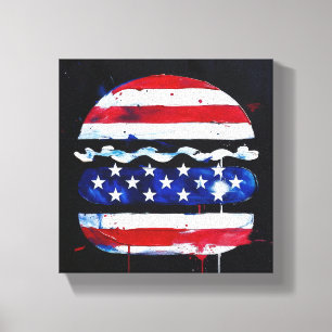 Impressão Em Tela Hamburger América (Pintura Preta Nº 3)